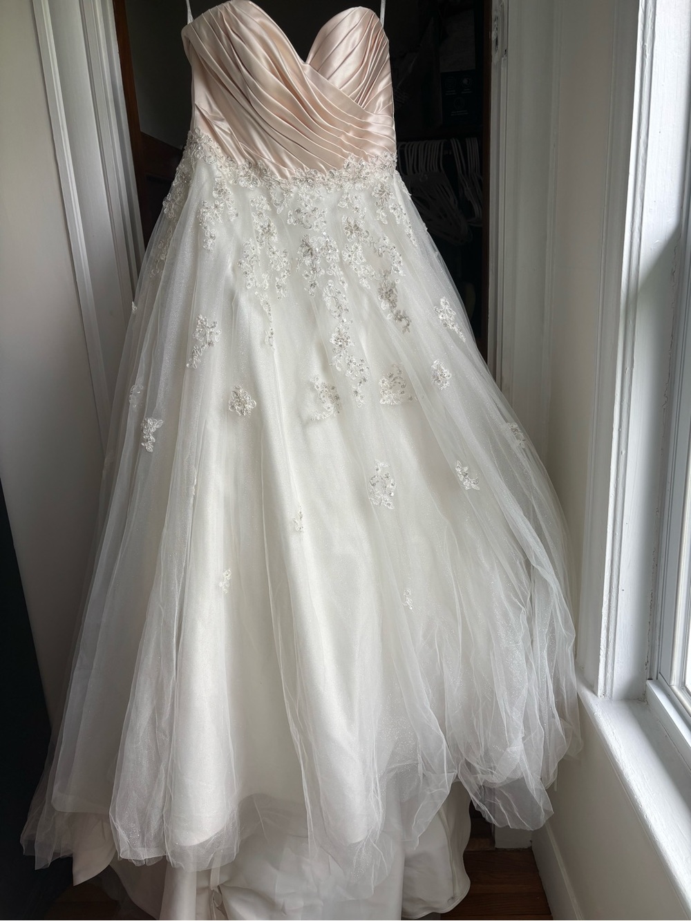 Alfred Angelo Blush and Ivory Satin Ball Gown